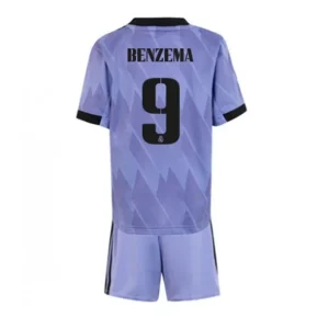 Real Madrid Karim Benzema 9 Fotbollströja Barn Bortaställ 2022 2023